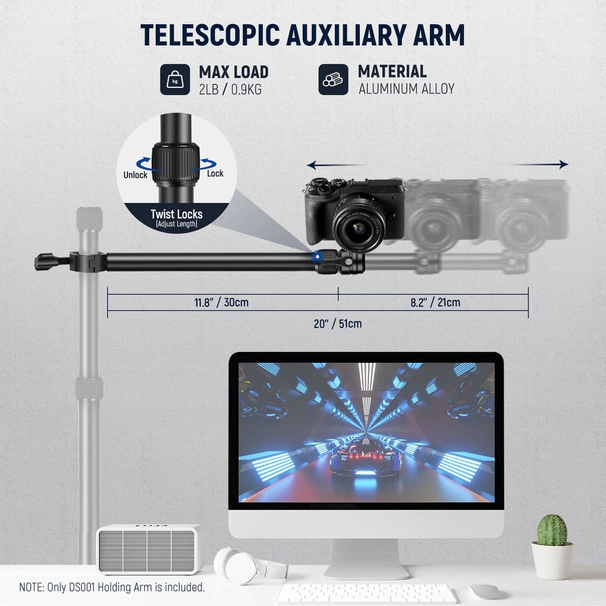 NEEWER Tabletop Overhead Camera Mount Arm, 11.8