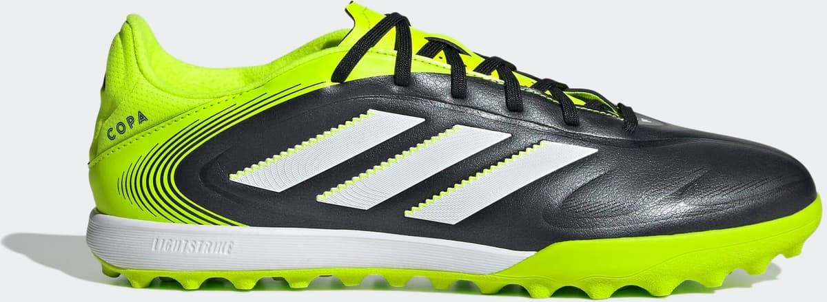 Fussballschuh ADIDAS PERFORMANCE "COPA PURE 3 LEAGUE KUNSTRASEN", Gr. 44,5, weiss (core schwarz, cloud weiß, lucid lemon), Synthetik, Schuhe Fussballschuh, geeignet für harte Untergründe Asche und Kunstrasen core schwarz, cloud weiß, lucid lemon 44,5