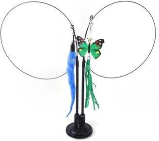 Inspired Living PurrPlay Suction Cup Cat Wand Toy With Feather Mouse Teaser & Bell 4