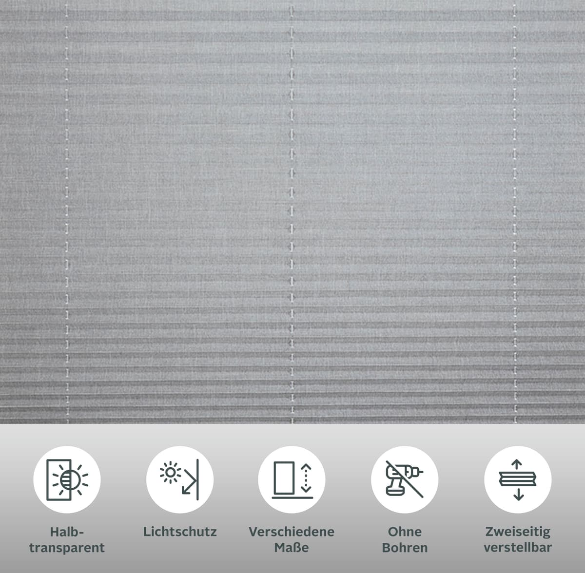 Plissee GOODPRODUCT "WILLA, ohne Bohren, Lichtschutz, verspannt" Gr. 2, grau, B:50cm H:130cm, Obermaterial: 100% Polyester, Plissees, Plissee, NEUHEIT in Leinenoptik, Klemmfix, für Fenster & Tür, Sonnenschutz grau 130cm, 50cm