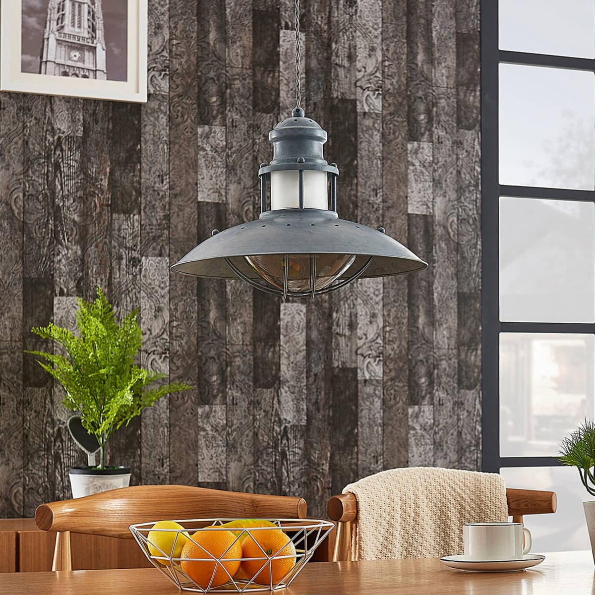 Pendant Light Louisanne Lindby, dimmable, Alu / grey / zinc, Kitchen, metal, Industrial Design, Ceiling Light