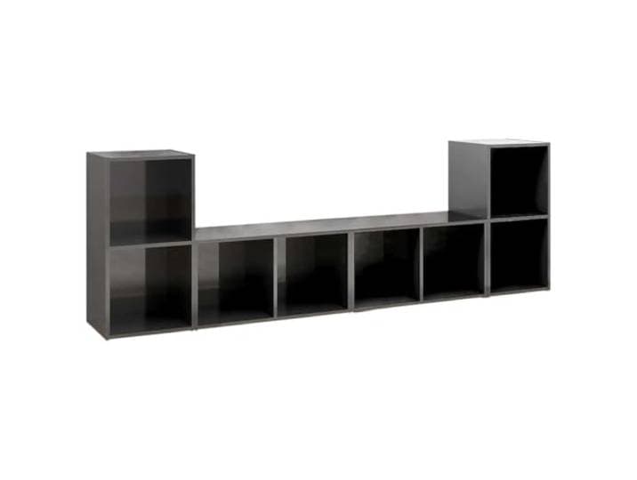 Roanoer TV-Schrank 4er Set Hochglanz-Grau 72x35x36,5 cm Holzwerkstoff Flexibles Lowboard Set für Wohnzimmer und Schlafzimmer, waagerecht oder senkrecht aufstellbar mit 2 offenen Fächern.