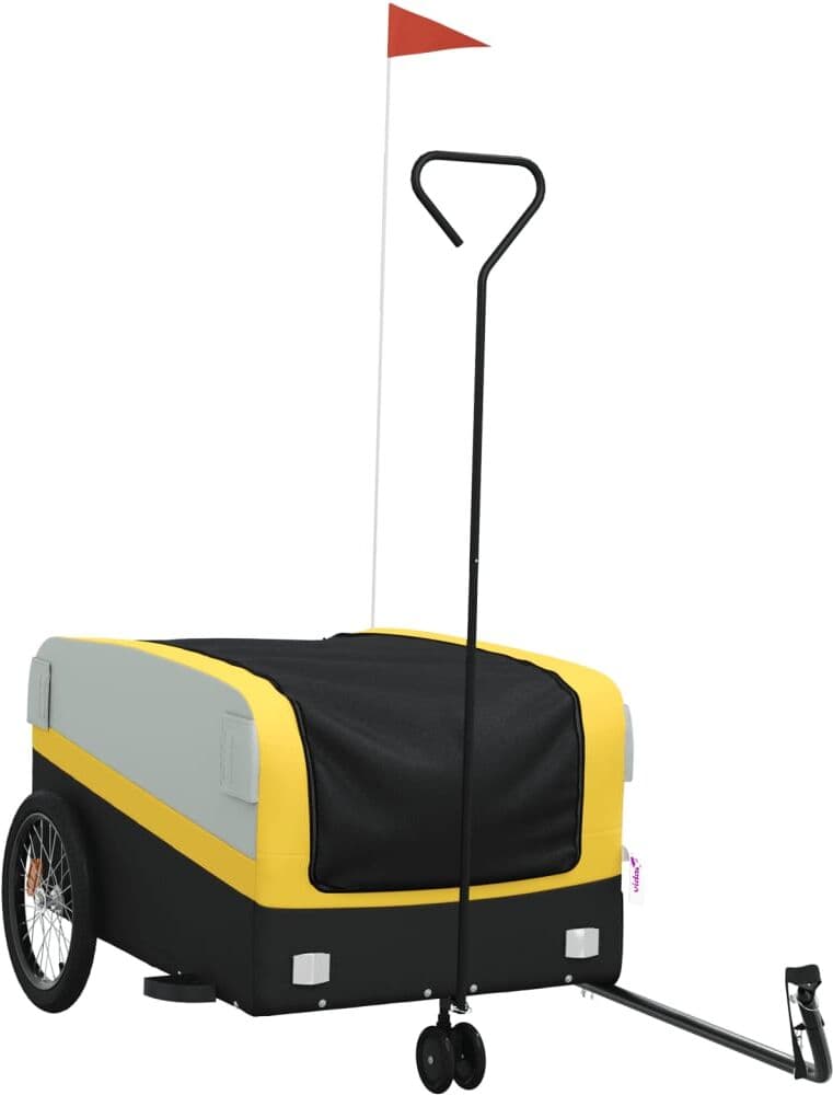 vidaXL Remorque de vélo noir et jaune 45 kg fer