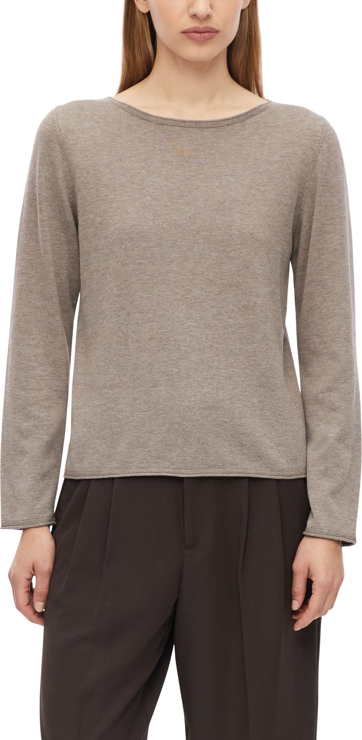 Strickpullover S.OLIVER, Damen, Gr. 34, beige (toffee), Strick, Obermaterial: 50% Baumwolle, 50% Viskose, normal hüftbedeckend, U-Boot-Ausschnitt, Pullover Strickpullover, mit U-Boot-Ausschnitt
