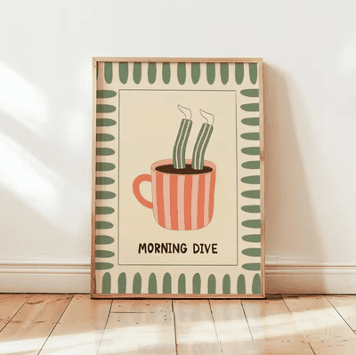 Inspire Curations Retro Coffee Canvas Poster Minimalist Beige Kitchen & Cafe Wall Art tl1484 50x70cm No Frame