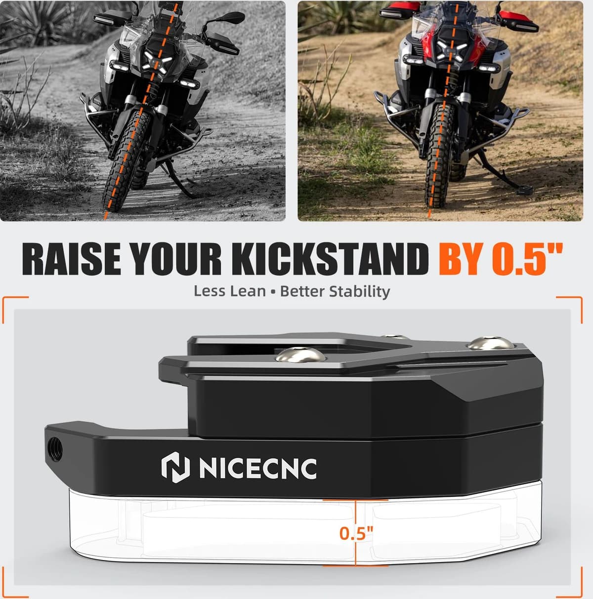 NICECNC For BMW R1300GS R1300GS Adventure 2024-2027 Height Adjustment Suspension Kickstand SideStand Extension Plate R1300GS R1300GSA