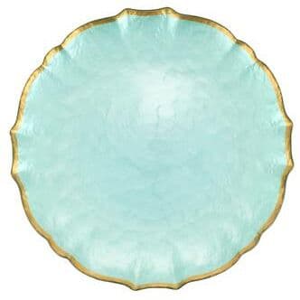 viva by VIETRI Baroque Glass Aqua Dinner Plate