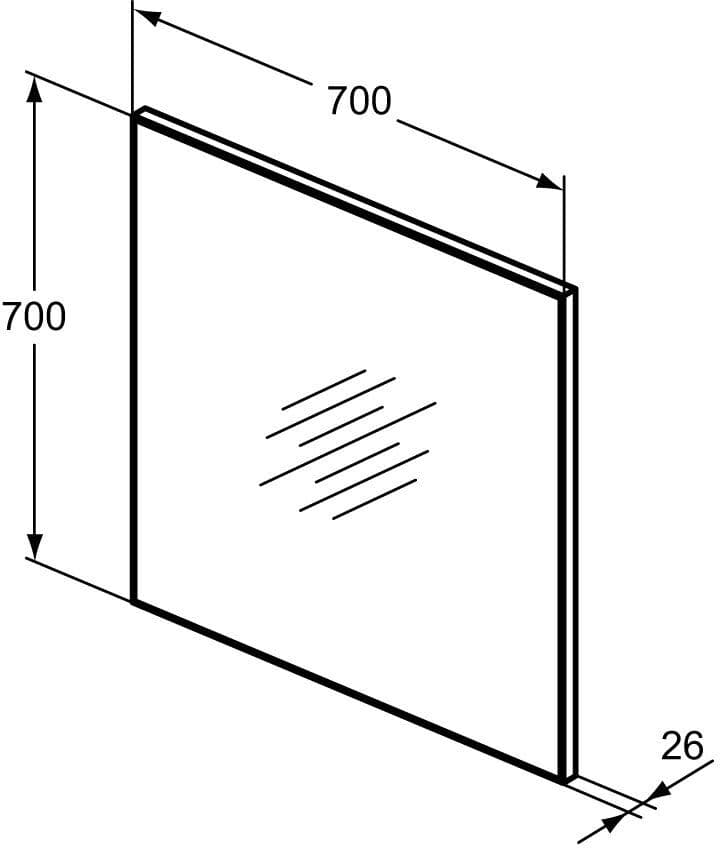 Ideal Standard Mirror & Light in Aluminiumoptik, 70 cm reversible Maße