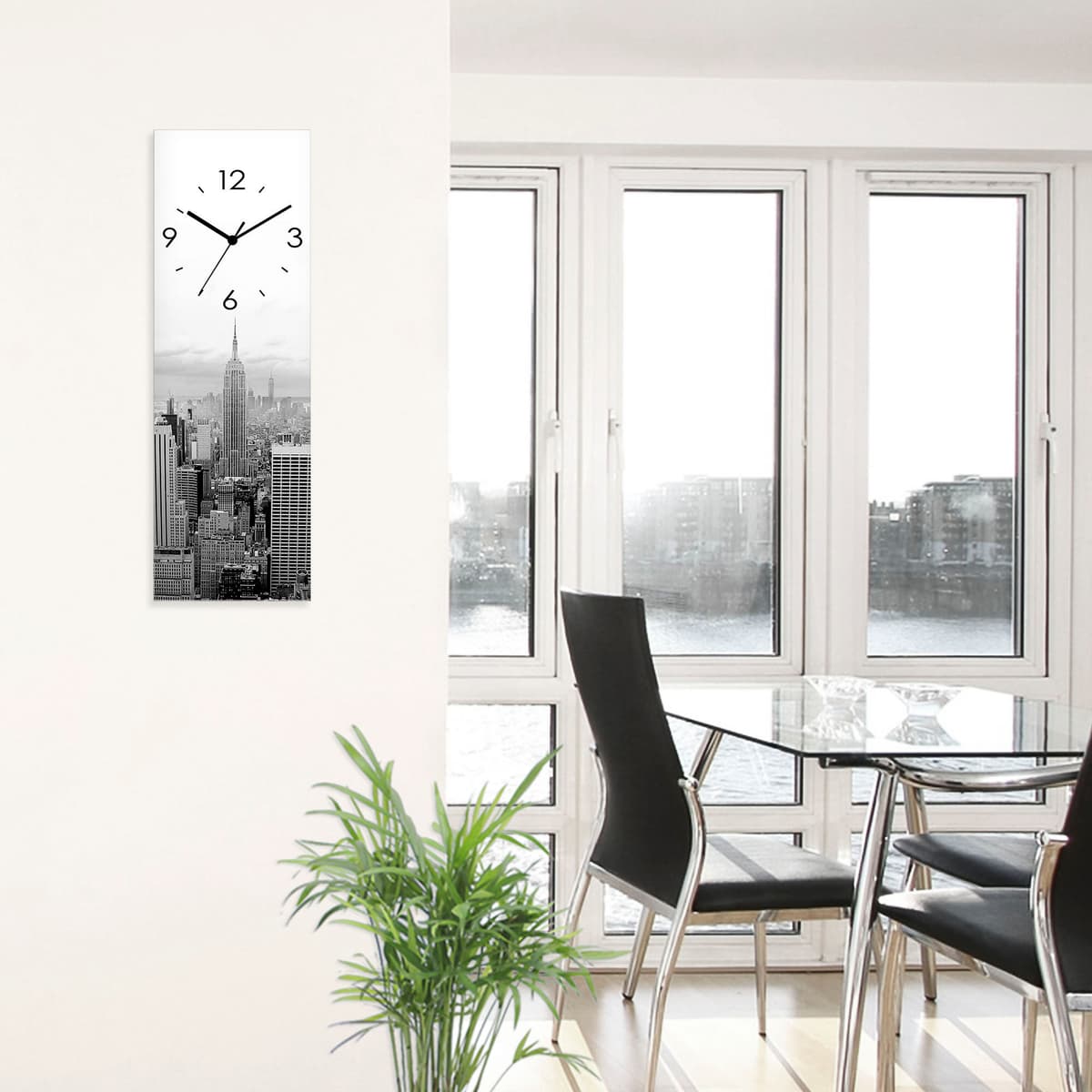 Wanduhr ARTLAND "Skyline Manhattan", schwarz, B:20cm H:60cm T:1,8cm, Wanduhren, Wanduhr, wahlweise mit Quarz- oder Funkuhrwerk, lautlos ohne Tickgeräusche schwarz B/H/T: 20cm x 60cm x 1,8cm, Quarzuhr