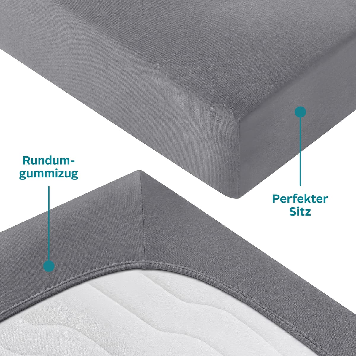 GOODproduct "BLACKBERRY in PREMIUM und BASIC Qualität, 100% Baumwolle" für hohe Matratzen bis 28 cm, Bettlaken, Spannbetttuch, Boxspring grau B/L: 180cm x 200cm, 1 Stk., Jersey (110 g/m²), 180x200 28cm