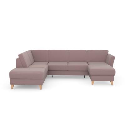 Wohnlandschaft SIT & MORE "Visby U-Form", rosa (altrosa), B:303cm H:87cm T:213cm, Sofas, Wohnlandschaft, wahlweise mit Schlaffunktion und Stauraum, frei im Raum stellbar