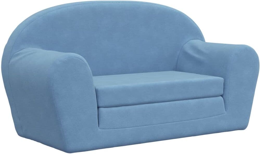 vidaXL Canapé-lit pour enfants 2 places bleu peluche douce