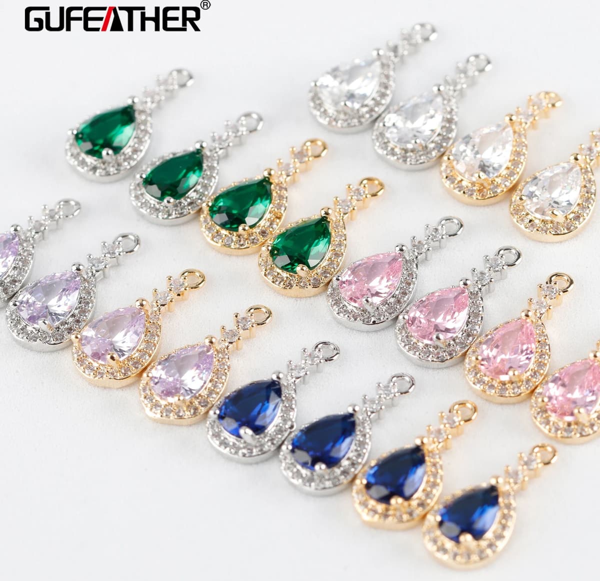 GUFEATHER M927,accessories,pass REACH,nickel free,18k gold rhodium plated,zircons,copper,jewelry making,diy earrings,10pcs/lot