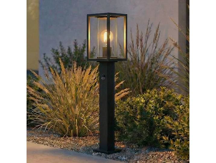 Lucande tuinpadverlichting Ferda, 60 cm, sensor, antraciet, IP44 Ferda, zwart, Aluminium, Modern