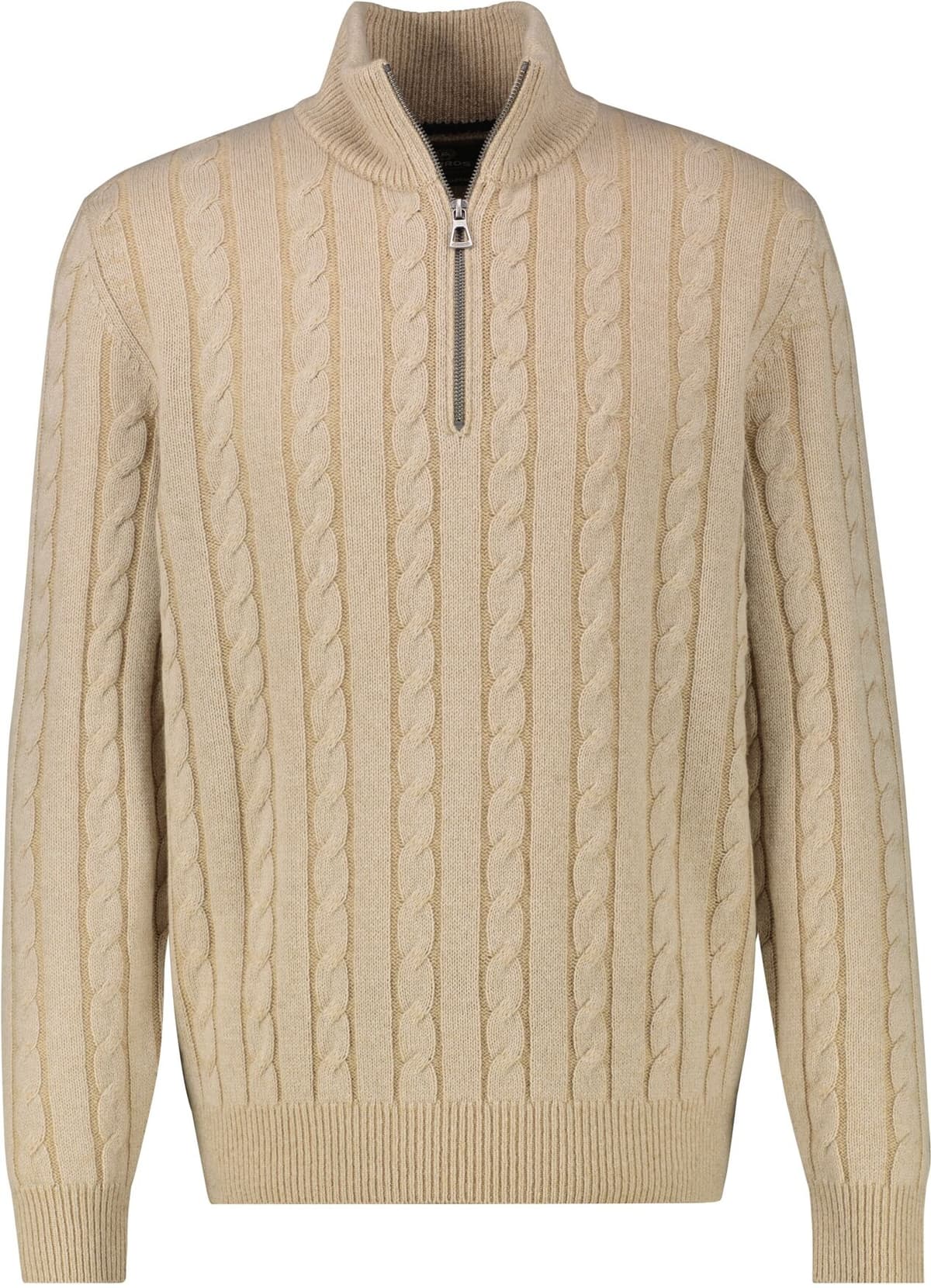 Troyer LERROS, Herren, Gr. 3XL, beige (classic navy), Strick, Obermaterial: 88% Schurwolle, 12% Kaschmir, unifarben, regular fit normal, ohne Ausschnitt, Rippbündchen, Pullover Troyer, mit Zopfmuster classic navy 3XL