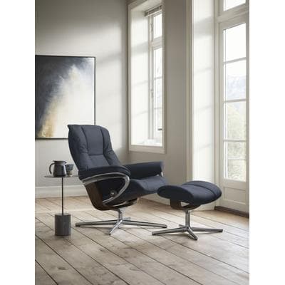 Relaxsessel STRESSLESS "Mayfair", blau (blau dinamica), B:92cm H:103cm T:79cm, Microfaser DINAMICA (88% Polyester, 12% Polyurethan), Sessel, Relaxsessel, mit Cross Base, Größe S, M & L, Holzakzent Braun