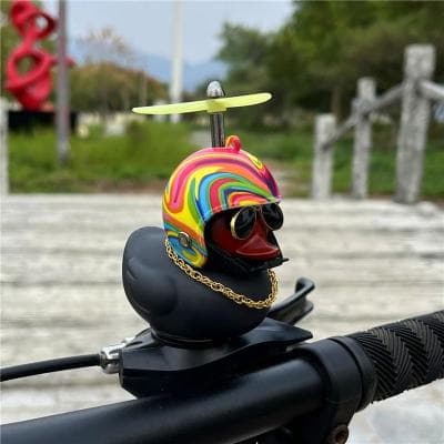 Uplifted Finds Black Rubber Duck Bicycle Horn   Silicone Strap Car Ornament & Kids Bike Bell rainbow For Car