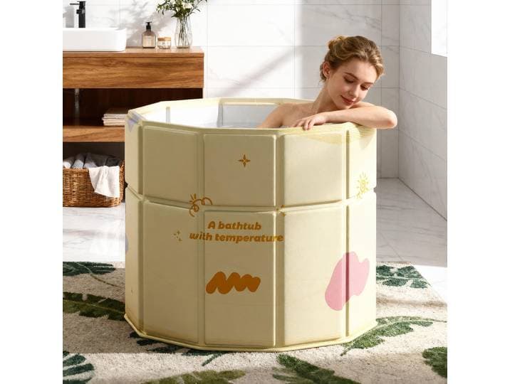 1 seau pliable pour tremper les pieds, baignoire portable pour les pieds en voyage, sac de bain pour les pieds isolé avec couvercle
