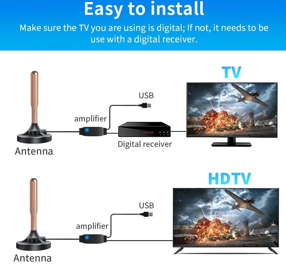 migdlai 4K Luxury Gold High-End Digital Tv Antenna Receiver Indoor and Outdoor High-Definition Digital Terrestrial Wave Enhanced Hdtv Tv Antenna