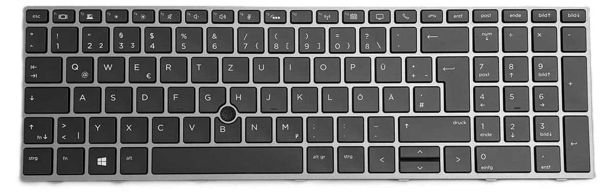 T-ProTek Zwart toetsenbord met TrackPoint en grijze omlijsting, compatibel met HP ZBook 15u G5 2ZC07EA