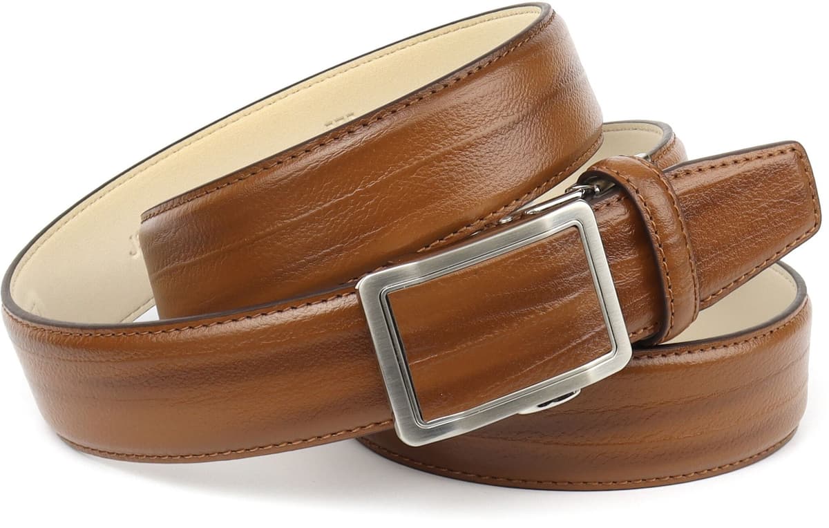 Ledergürtel ANTHONI CROWN, Herren, Gr. 85, braun, Rindsleder, unifarben, Gürtel Ledergürtel, leicht bombiert, mit farblich passend bezogener Schliesse braun 85