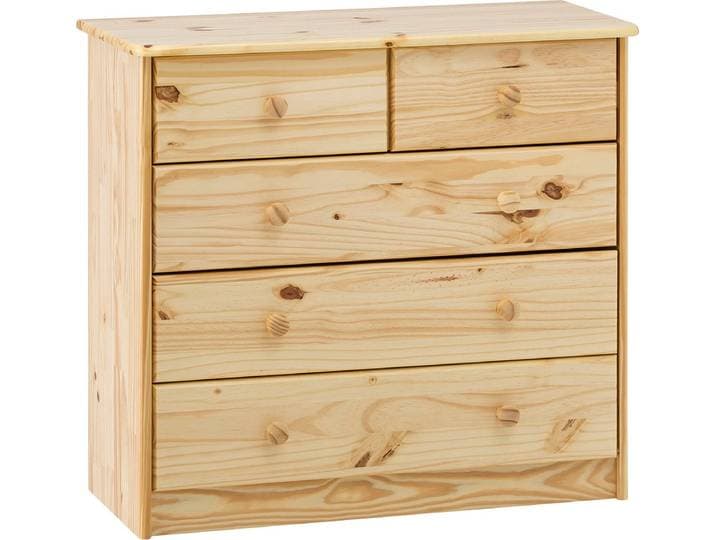 Schubkastenkommode MÖBILIA Chur , beige (natur), B:81cm H:75cm T:35cm, Massivholz, Sideboards, Schubladenkommode