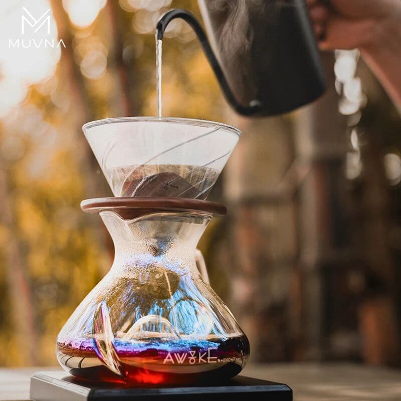 MUVNA Tornado Glass Coffee Server 450ml-Barista Grade Hand Drip Carafe,Leak-Proof Spout,Heat-Resistant for Pour Over/Iced Brew