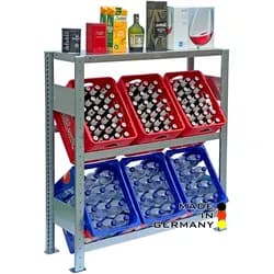 Wasserkistenregal 115×100 cm – 2 Ebenen, ohne Fachboden, Grundregal, verzinkt