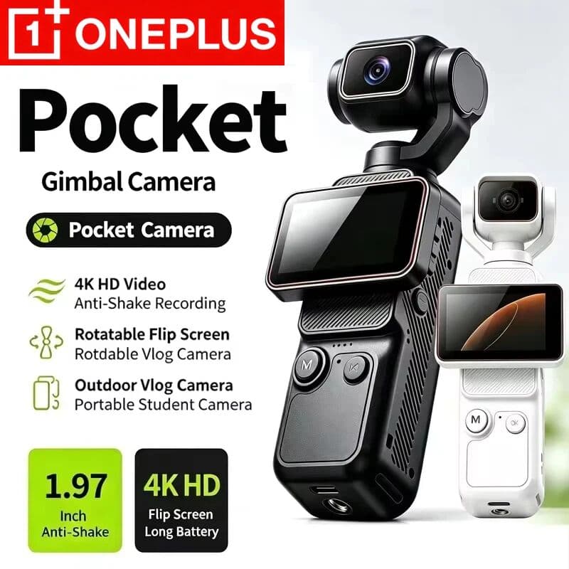 OnePlus 8K Handheld Pocket Action Camera With HD Rotating Screen Image Stabilization Photo Video Recording Wi-Fi Transfer