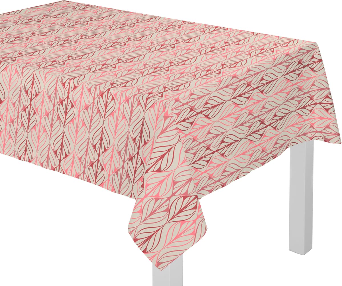 Tischdecke ADAM "Wave", bunt (natur, dunkelrot, rosa), B:190cm L:130cm, Bio-Baumwolle, Leinen, Tischdecken, Tischdecke, aus Leinen und Bio-Baumwolle natur, dunkelrot, rosa B/L: 190cm x 130cm, 1 Stk., rechteckig