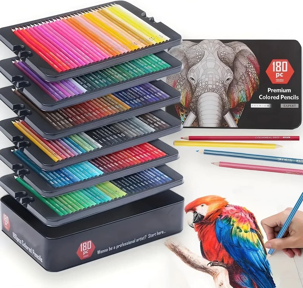 NONE 180 Colors Professional Colored Pencils Set Fine Art Drawing Non-toxic Oil Pencils Set for Sketching Coloring Pencil