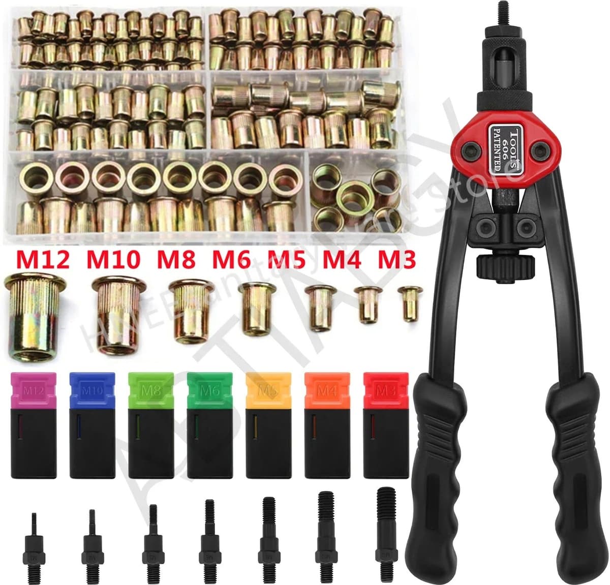 NONE 90/220/300PCS M3 M4 M5 M6 M8 M10 M12 Zinc Plated Carbon Steel Rivet Nuts Flat Head Knurled Nuts Insert Nutsert Nut Rivet Nut