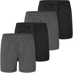 SCHIESSER Herren Jersey-Boxershorts, 4er Pack - 4Pack Boxershorts, Baumwolle, einfarbig, Größe XL in Schwarz Schwarz