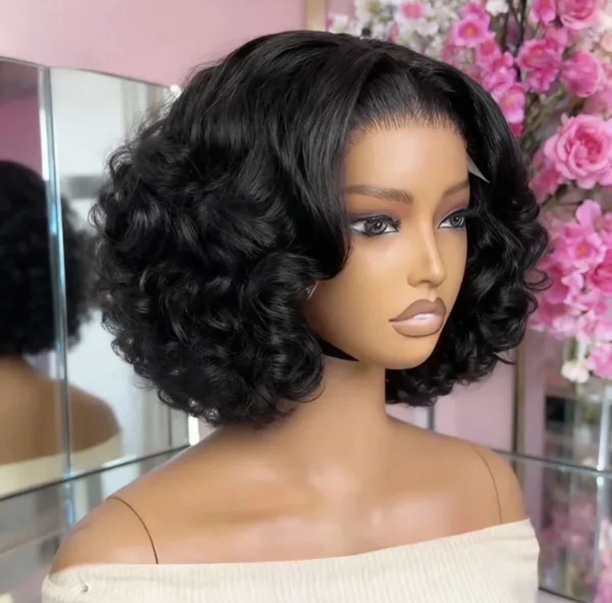 NONE Short Bob Cut Deep Wave 13X4X1 Lace HD Full Part Wigs For Black Women Preplucked With Baby Hair Daily Party Cosplay Wedding Soft