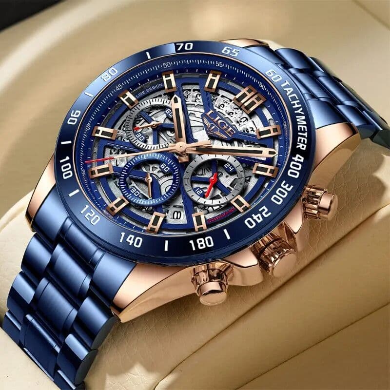 LIGE 2024  Men Watch Top Brand Luxury Hollow Watch Men Waterproof Sport Quartz Chronograph Wrist Watch Man Relogio Masculino