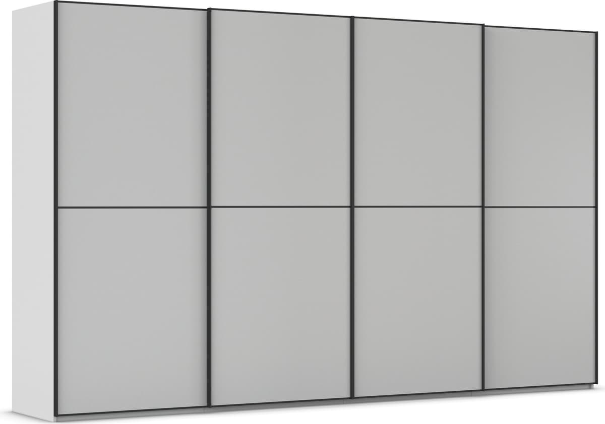 Schwebetürenschrank RAUCH "Kleiderschrank Schrank Garderobe Schlafzimmerschrank SCALE-DUO", grau (seidengrau, griffleisten schwarz), B:360cm H:223cm T:68cm, Holzwerkstoff, Schränke, Schwebetürenschrank, edle zweigeteilte Türen und 3 Zierleisten MADE IN GE