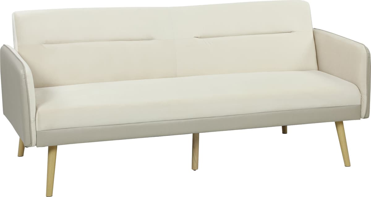 Altro Divano Letto 3 Posti Con Schienale Reclinabile E Rivestimento Effetto Velluto, 185x84x83 Cm, Beige