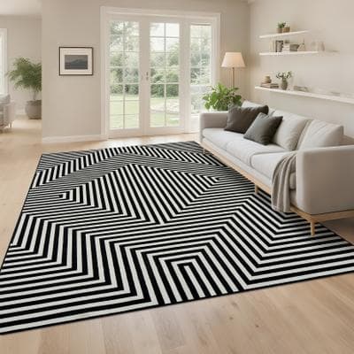 Garvee Washable Geometric Labyrinth Area Rug