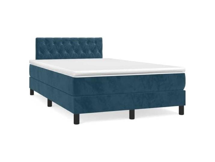 vidaXL Boxspring met matras en LED fluweel donkerblauw 120x190 cm