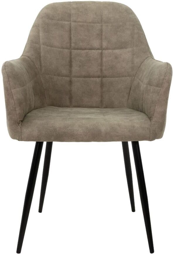 ECD Germany 4x Sillas de comedor verde oliva tapizado con respaldo y apoyabrazos