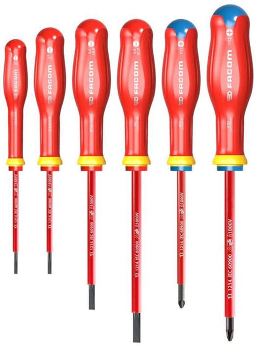 Jeu de 6 tournevis Protwist® isolés 1000 V FACOM ATDVE.J6PB
