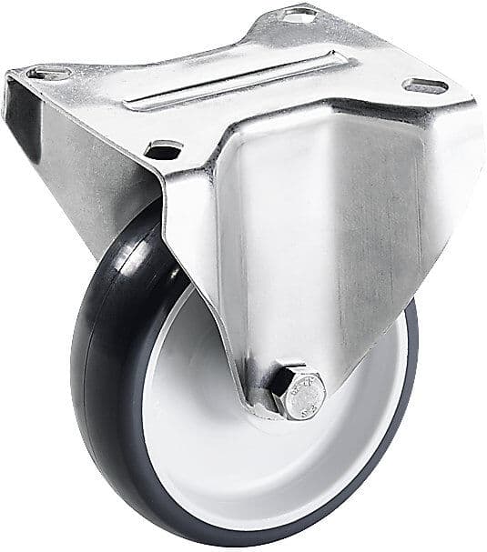 Polyurethan-Reifen, Gehäuse Edelstahl, Rad-Ø x Breite 100 x 30 mm, Bockrolle Proroll