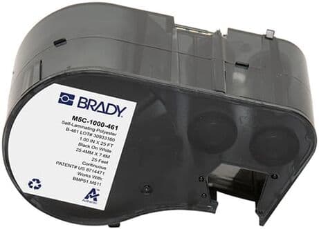 Brady M5C-1000-461 etiquetas de poliéster laminado preto sobre branco 25,4 mm x 7,62 m