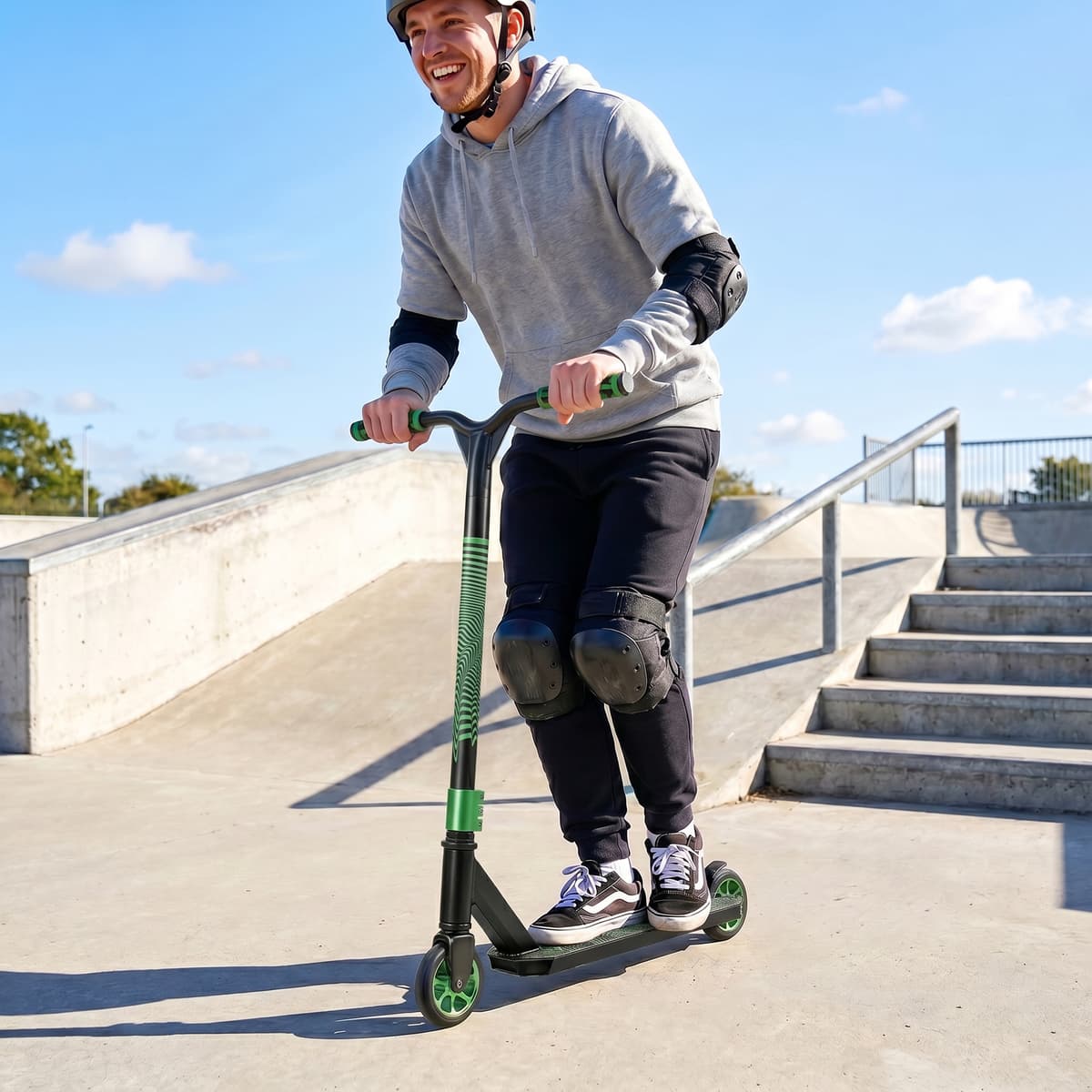Sportnow Monopattino Acrobatico con Cuscinetti ABEC-9, Ruote 120 mm e Rotazione 360°, 66x47x81 cm, Verde   Aosom Italy