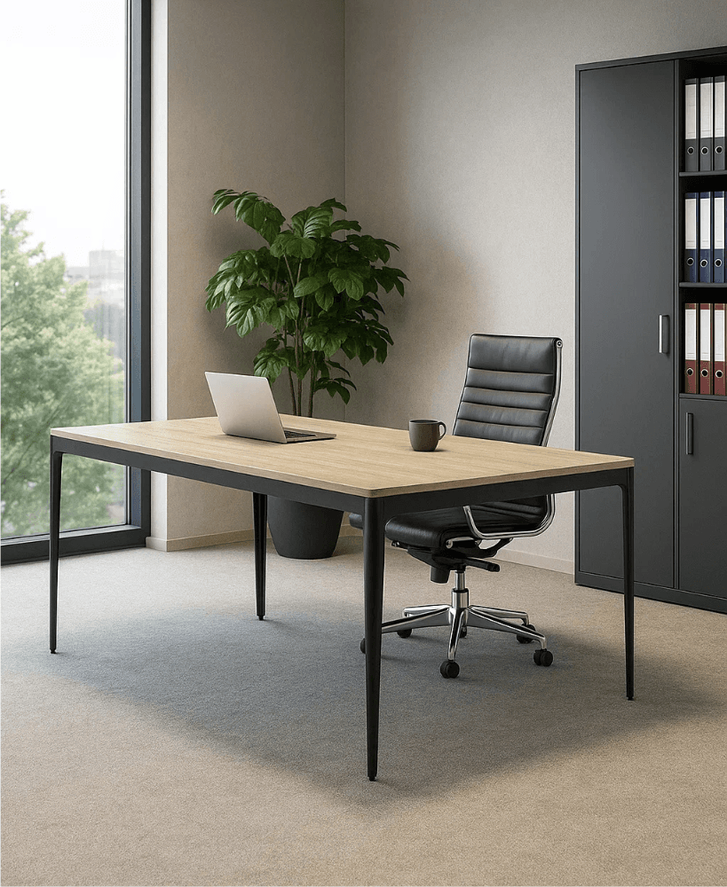 B2B Partner Stół konferencyjny do biura NOVA, 200 x 90 cm, zaokrąglone krawędzie, dąb naturalny