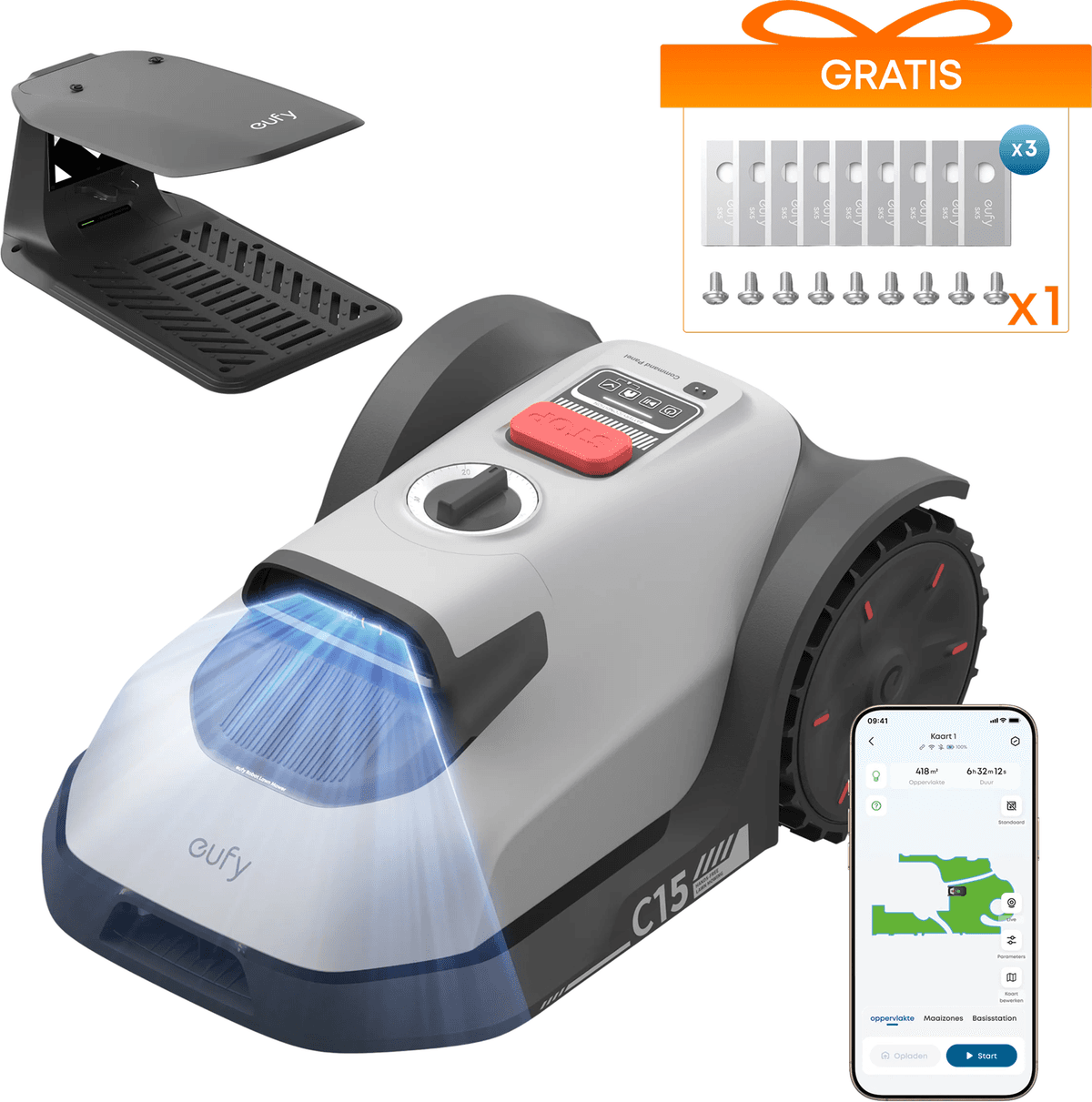 eufy Robotgrasmaaier C15 met Garage