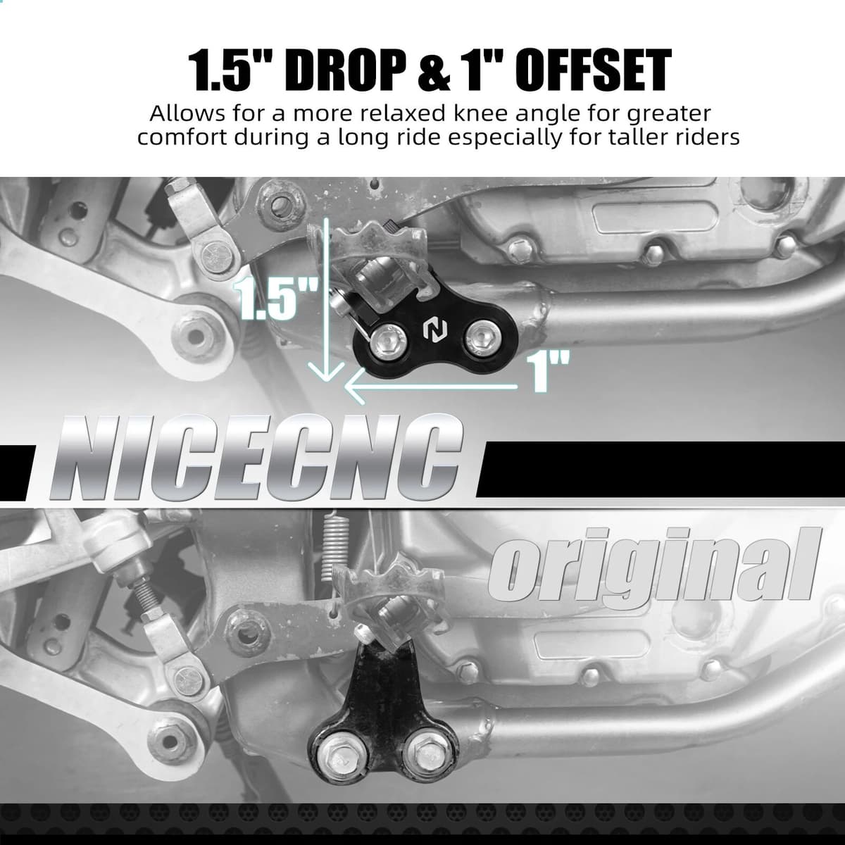 NICECNC For 1996-2024 Suzuki DR 650 S DR 650 SE Footpeg Bracket Lower 1.5