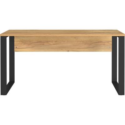 Schreibtisch GERMANIA "Adrano", schwarz (navarra, eiche, nachbildung, schwarz, schwarz, navarra, eiche, nachbildung), B:150cm H:74cm T:60cm, Tische, Schreibtisch, mit vorderer Blende, Breite 150 cm, Made in Germany