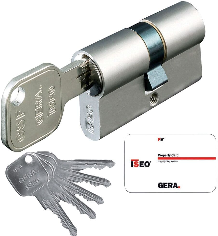 Cylindre européen nickelé Gera F9 varié 40 x 40 mm ISEO 82FA040409