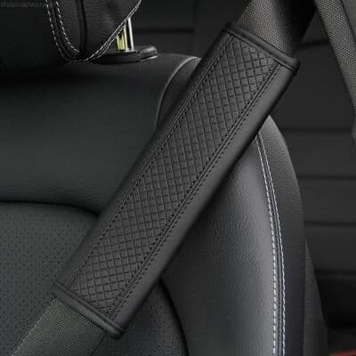 Inspired Deals Premium Car Seat Belt Shoulder Pad PU Leather Comfort Protector For Cars, SUVs & Trucks black